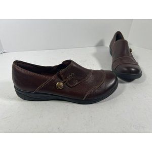 Clarks Collection Women’s Brown Leather Loafer Slip On Shoes Size 9.5 Comfort